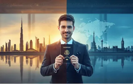 A man holding a passport, symbolizing UAE and global visa assistance for international travel with fast processing and expert guidance.